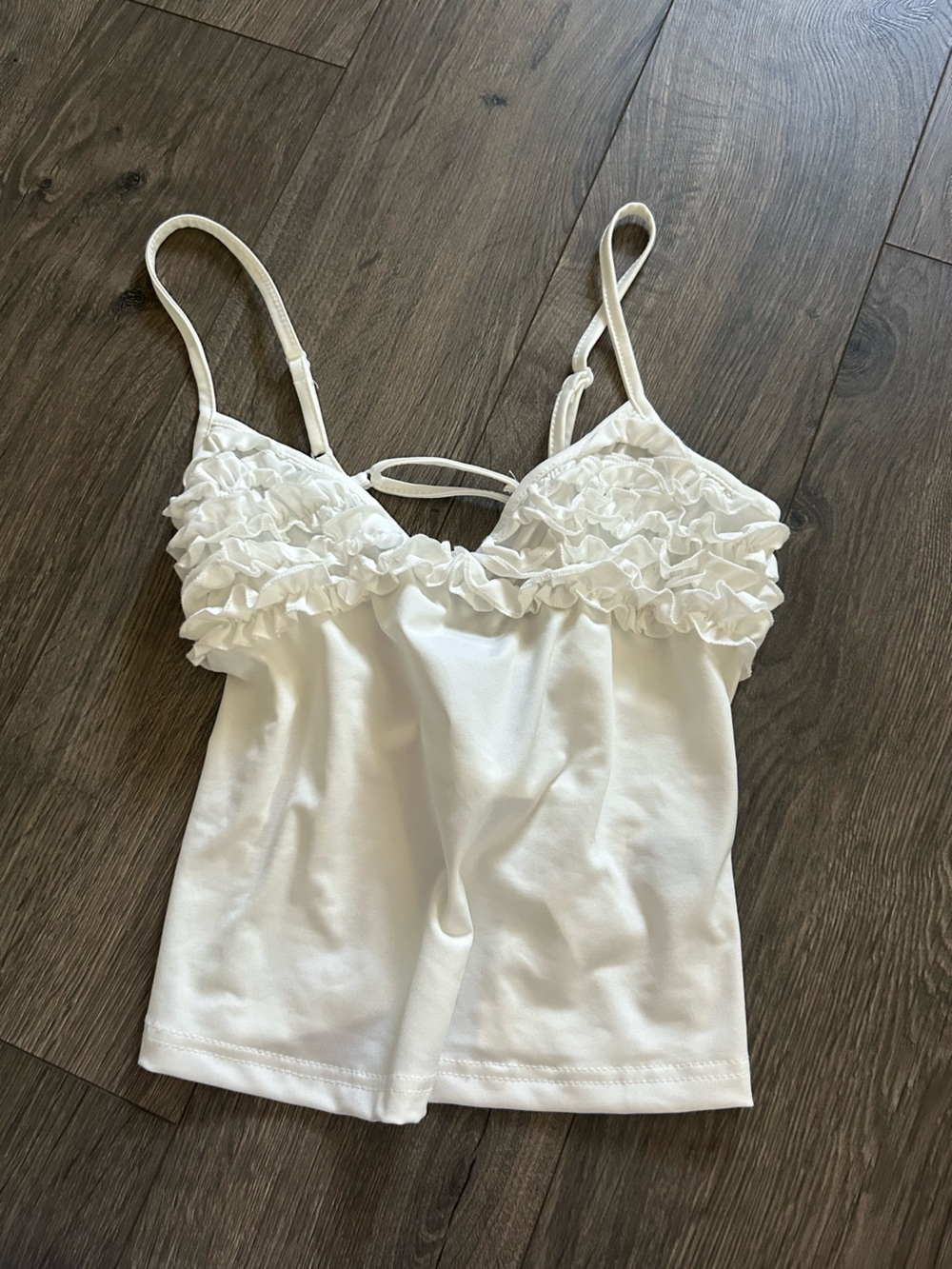 White Ruffle Trim Cami